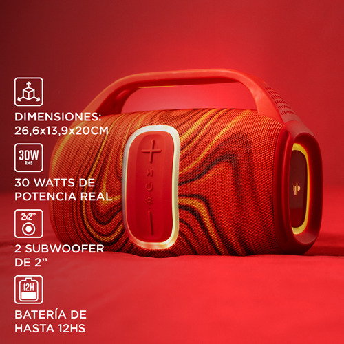 Parlante Portatil Boombox Stromberg Groove Bluetooth Ipx4 Fm Color Rojo - Excelente (Reacondicionado)