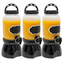 Comprar Kit 3 Suqueiras Com Suportes 3,6l Suco Galão Tampa Torneira