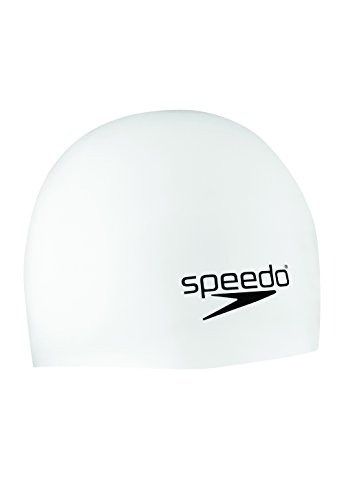 Speedo Elastomeric Silicone Solid Swim Cap, Blanco, Un Tamañ