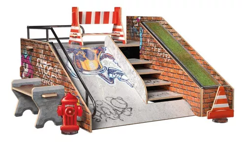 Pista Skate De Dedo Ramp Stair Iron Wood Com 3 Skates