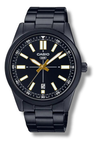 Reloj Casio Hombre Metal Mtp-vd02b-1e Original Color de la correa Negro Color del bisel Negro Color del fondo Negro