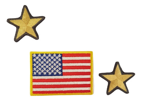 Bandera Usa Y Estrellas Parches Bordados