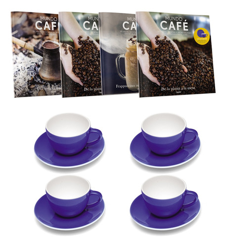 Colección Mundo Café Set Tazas+ Plato De Porcelana X4 Volf