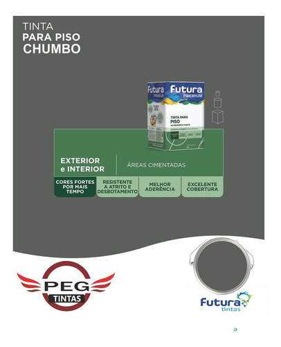Tinta Piso Futura Premium 18l Cores Base Agua Cor Cinza Chumbo - Pegtintas