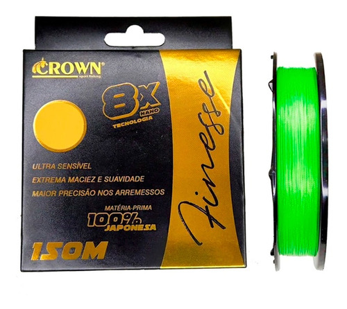 Linha Multfilamento Finesse 8x 0,14mm 150mts - Crown Cor Verde