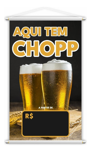 Banner Aqui Tem Chopp Preço Fundo Lona 60x40cm