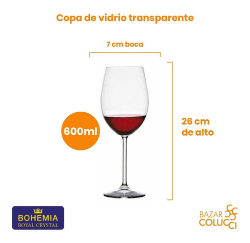 Copa Vino Bohemia 600ml X2, Bohemia - Bazar Colucci
