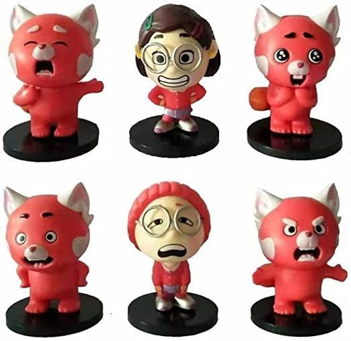 6 Pcs Turning Red Cake Topper Set, Pvc Figures Toy, Children