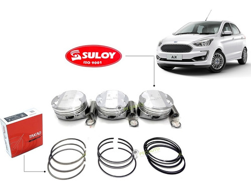 Imagem 1 de 2 de Pistão Aneis 050m Ford 1.0 12v 3cc Novo Ka 2014 2015 2016