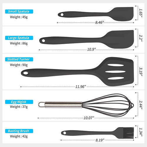 Matbach Utensilios De Cocina De Silicona Cuchara De Silicona Negro