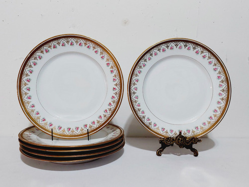 Juego 6 Platos Playos Porcelana Limoges W G Bazar Colon