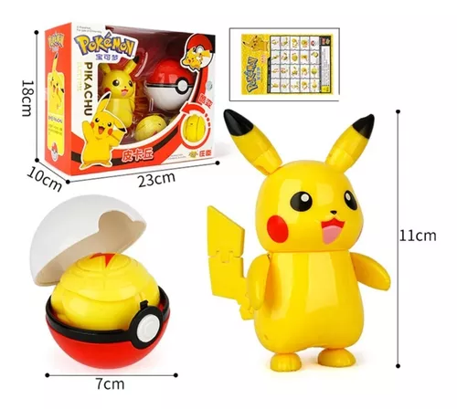 Pikachu Pokemon - Entra Na Pokebola Articulado Na Caixa