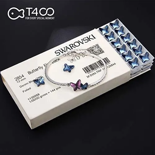T400 Azul Purpura Rosado Mariposa Brazalete De Cristal R Reg