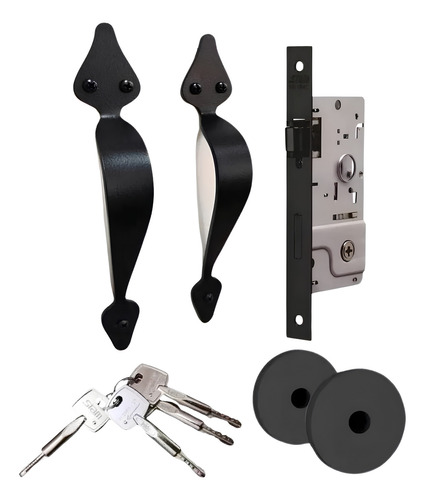 Fechadura Com Puxador Blim Blim Porta De Entrada Stam Tetra Cor Preto