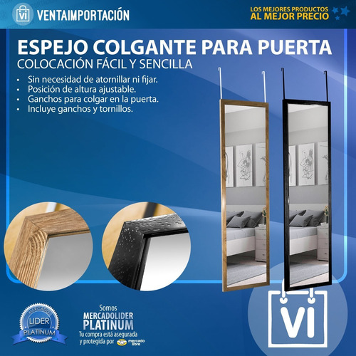 Imagen 3 de 8 de Espejo Grande Espejos Decoración + Soporte D Puerta, Cuerpo