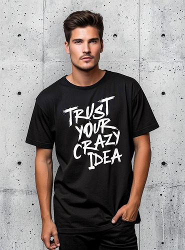 Polera Negra Hombre Tx Algodon Cree En Ti Poder Personal Art