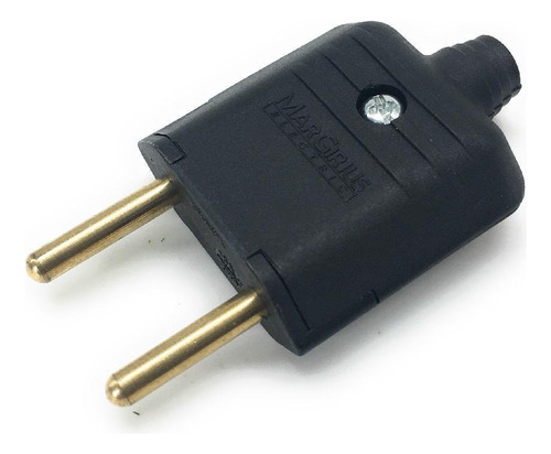 Plug Tomada Margirius Macho 2 Pinos 10a Preto Prensa Cabo