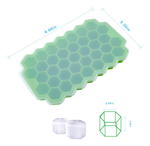 Molde De Silicona For Cubitos De Hielo De 2 Piezas Con Tapa