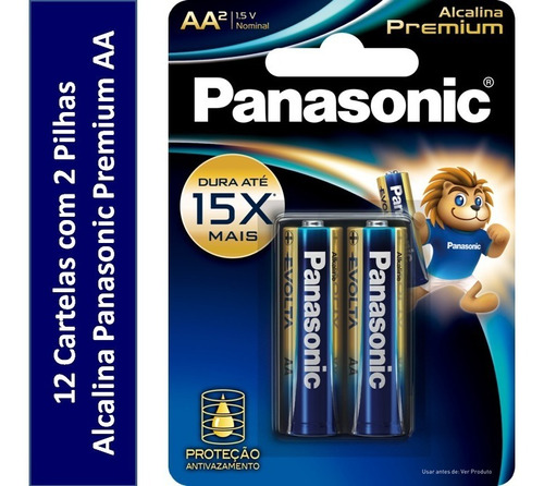 24 Pilhas Alcalina Panasonic  Premium Aa (pequena) 