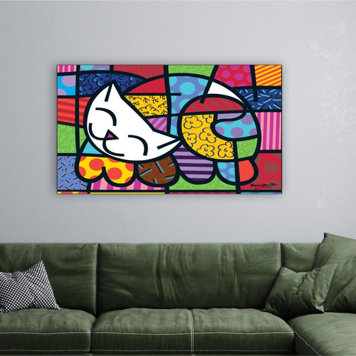 Cuadro Mural 50x70 Romero Britto Gatos Perros Peces Colores 