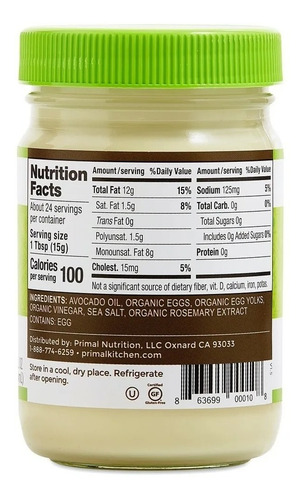 Primal Kitchen Mayonesa Con Aceite De Aguacate 355ml