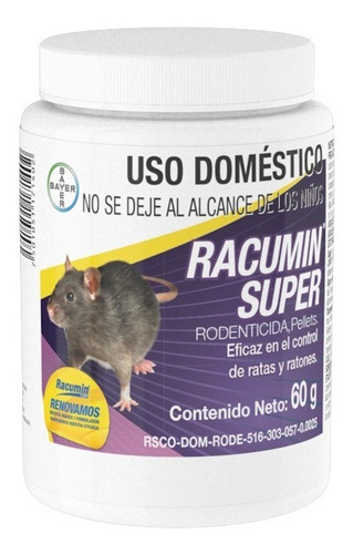 Racumin Super 60 Gr (paquete 5)  Pellets Ratas Ratones