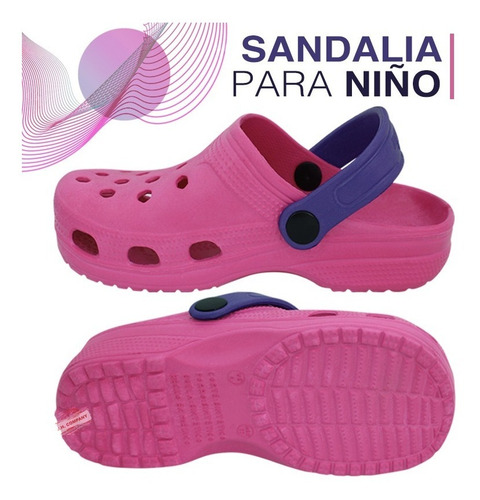 Imagen 8 de 8 de Sandalia Para Niña Chancla Clog Antiderrapante Orificios