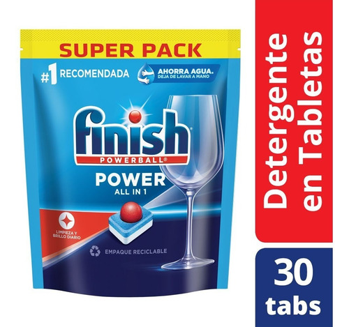 Imagen 1 de 6 de Tabletas Para Lavavajillas Automático Doypack Finish 30 U