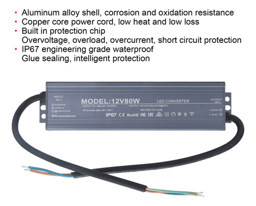 Controlador Led De Fuente De Alimentación Ip67 Del Convertid