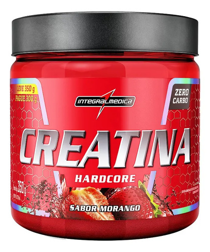 Creatina Hardcore Com Sabor 350g - Integralmedica Sabor Morango