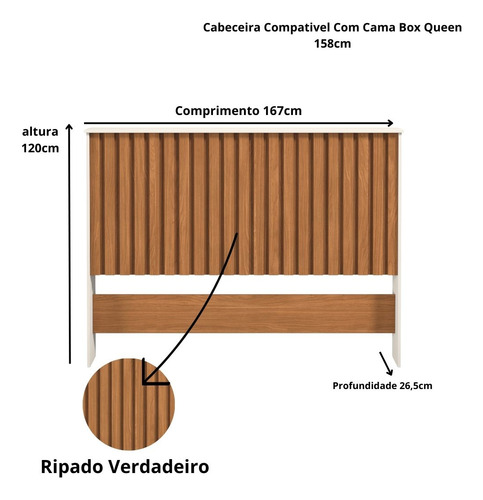 Cabeceira Em Madeira Ripada Para Cama Queen Size Até 160cm