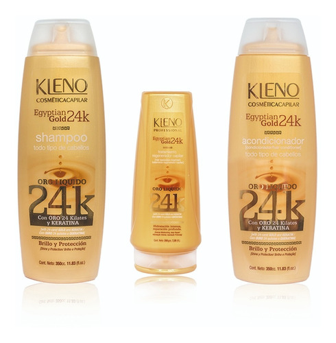 Shampoo, Acondicionador, Mascara Kleno Egyptian Gold 24k Oro