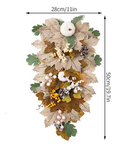 T Simulation Ratán Hoja De Arce Blanca Calabaza Navidad 9041