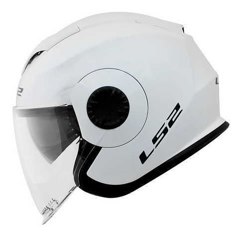 Capacete Ls2 Of570 Verso Monocolor Branco Viseira Solar