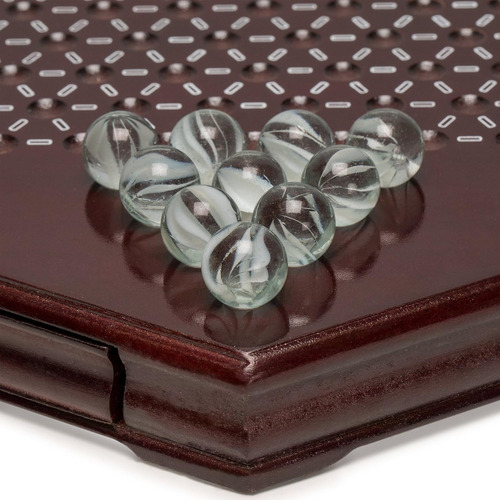 Damas Chinas Halma, Juego Con Cajones De Madera Y Canicas