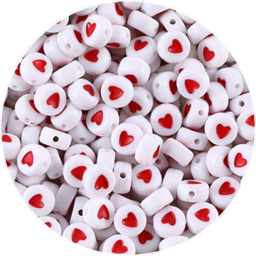 300 Cuentas Redondas Corazones Pulseras Bisuteria F B / C Rr