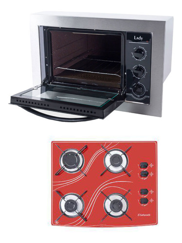 Kit Forno Embutir 45l E Cooktop 4 Bocas Color Frete Grátis 