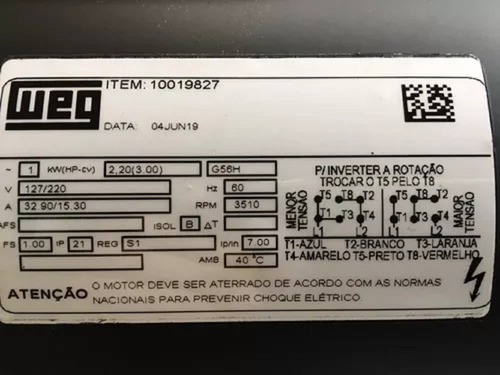 Motor Elétrico Monofásico 3cv 2p Alta Rotação 110/220v Polia