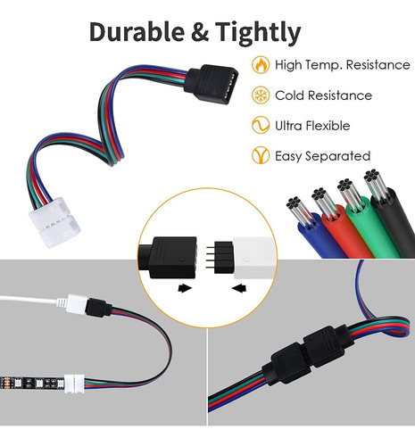 Dr.liliang Kit De Conectores De Tira De Luz Led Rgb De 4 Pin