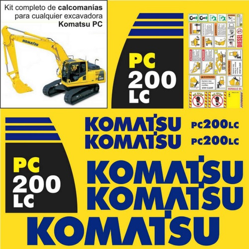 Kit De Calcomanías Para Komatsu Pc200 Lc