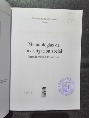 Metodologias De Investigacion Social Introduccion 