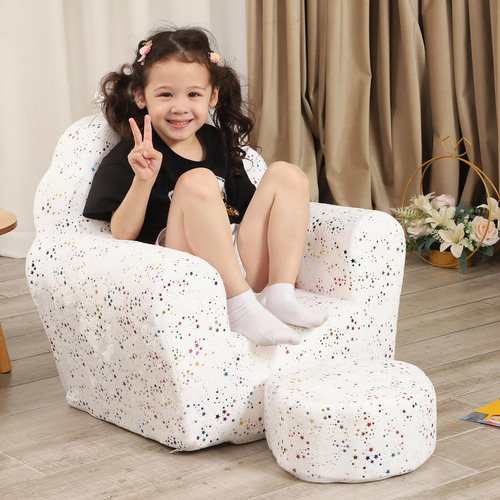 Momcaywex Sofá Infantil Con Otomana Sofá Tipo Concha Para Blanco Con Brillante