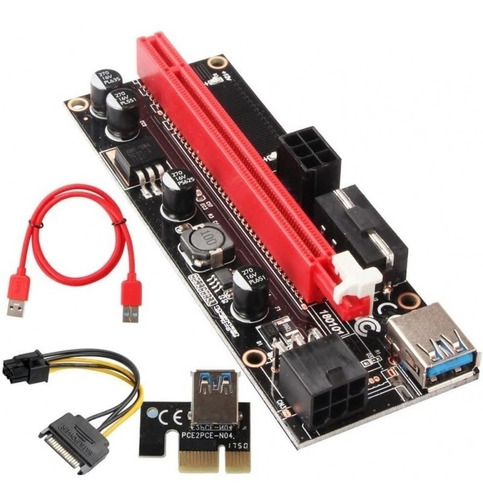 Placa Riser Pci-e Ver 009s Usb 3.0 Extensor Leds Mineração