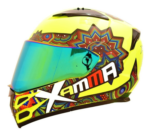 Casco Integral Para Moto Edge Forza Xamma Certificado Dot Color Verde Tamaño del casco M