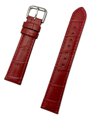 Correa De Reloj De Piel Auténtica Roja 18 Mm Para Hombre