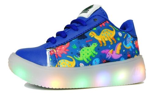 Tenis Infantil Luces Led Impacto 15/17 Dinosaurios Rey Niños