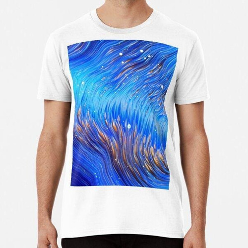 Remera Cuadro Abstracto Azul Y Blanco Algodon Premium