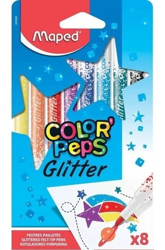 Marcadores Maped Color Peps Glitter X 8 Colores