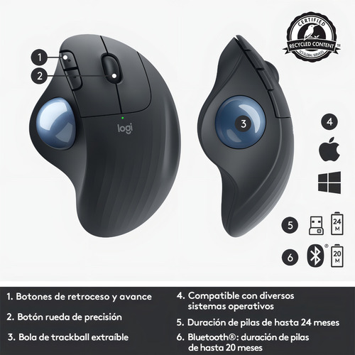 Mouse Inalámbrico Logitech Ergo M575 Negro Trackball