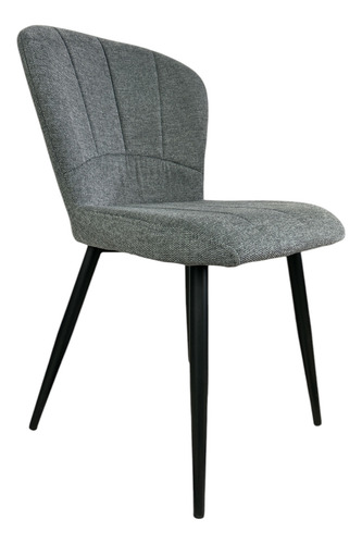 Silla Comedor Panama Pack 2 Unid Chenille Base Negra Chenille Negro Gris Oscuro